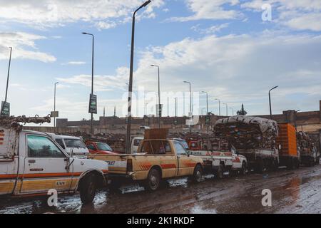 Kairo, Ägypten - 16. November 2020: Bilder`s Zabbaleen-Distrikts mit seinen Müllleuten und dem lokalen Leben Stockfoto